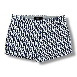 J. Crew Chino Shorts Women's 2 Navy and White Seahorse Pattern 2.5 Inch Inseam